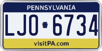 PA license plate LJO6734