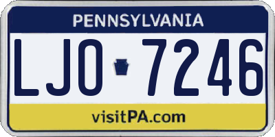 PA license plate LJO7246