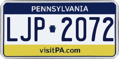 PA license plate LJP2072
