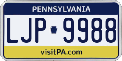 PA license plate LJP9988