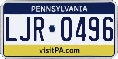 PA license plate LJR0496