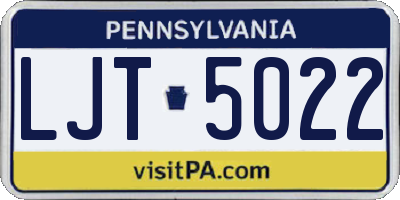 PA license plate LJT5022