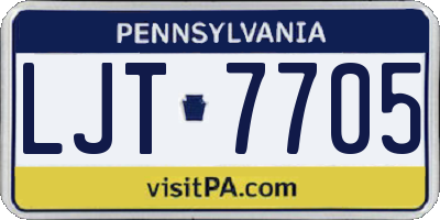 PA license plate LJT7705