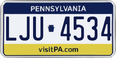 PA license plate LJU4534