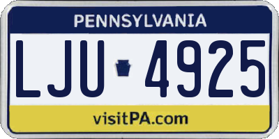 PA license plate LJU4925