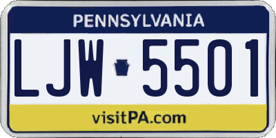 PA license plate LJW5501