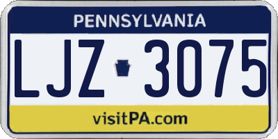 PA license plate LJZ3075