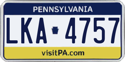 PA license plate LKA4757