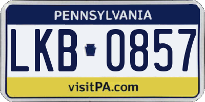 PA license plate LKB0857