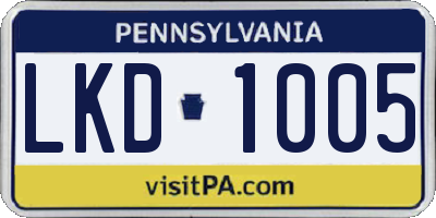 PA license plate LKD1005