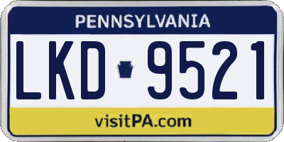 PA license plate LKD9521
