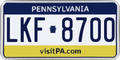 PA license plate LKF8700