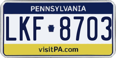 PA license plate LKF8703