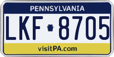 PA license plate LKF8705