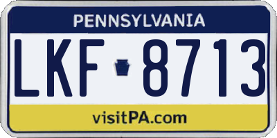 PA license plate LKF8713