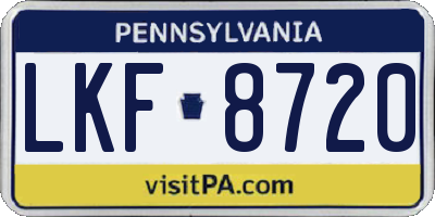 PA license plate LKF8720