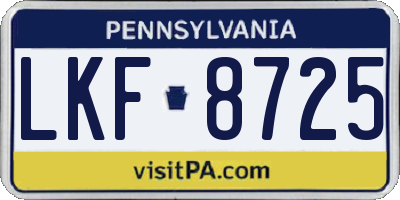 PA license plate LKF8725