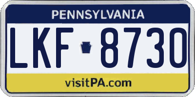 PA license plate LKF8730
