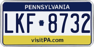 PA license plate LKF8732