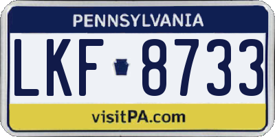 PA license plate LKF8733
