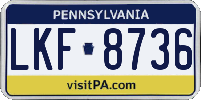 PA license plate LKF8736