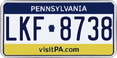 PA license plate LKF8738