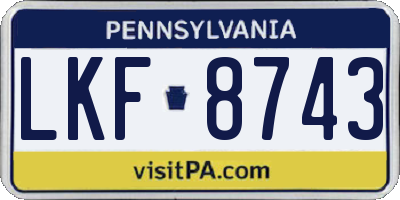 PA license plate LKF8743