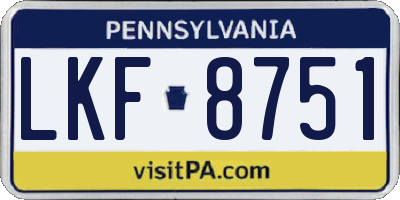 PA license plate LKF8751