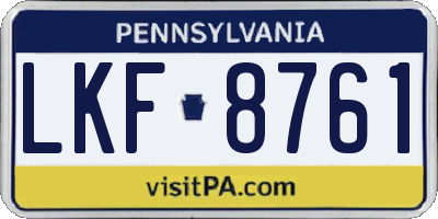 PA license plate LKF8761