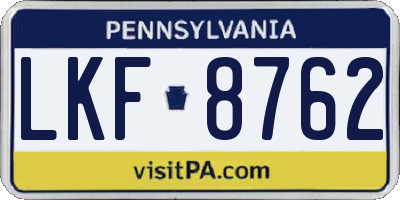 PA license plate LKF8762