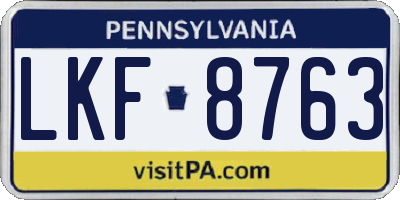 PA license plate LKF8763