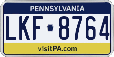 PA license plate LKF8764