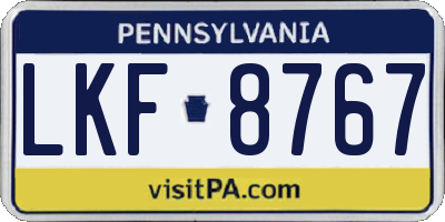 PA license plate LKF8767