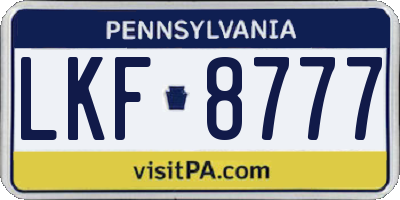 PA license plate LKF8777