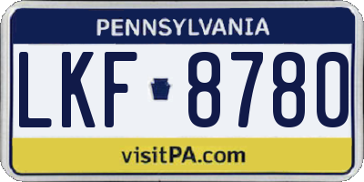 PA license plate LKF8780