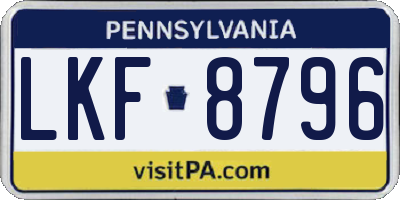 PA license plate LKF8796