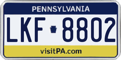 PA license plate LKF8802