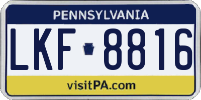 PA license plate LKF8816