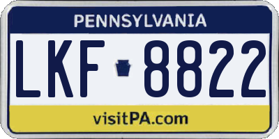 PA license plate LKF8822