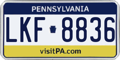 PA license plate LKF8836