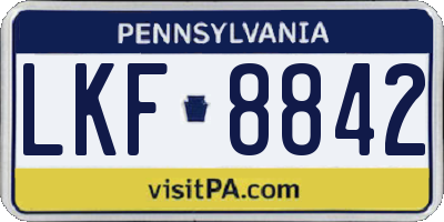 PA license plate LKF8842