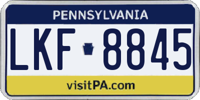 PA license plate LKF8845