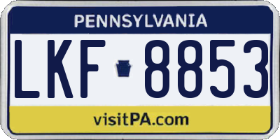 PA license plate LKF8853