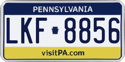 PA license plate LKF8856