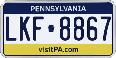 PA license plate LKF8867