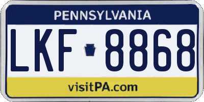 PA license plate LKF8868