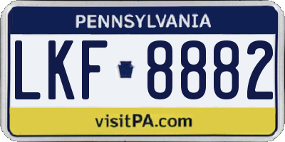 PA license plate LKF8882