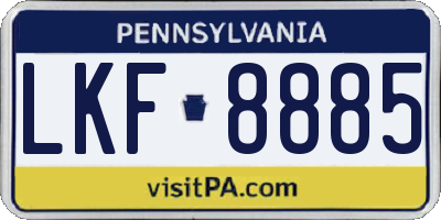 PA license plate LKF8885
