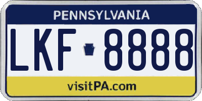 PA license plate LKF8888