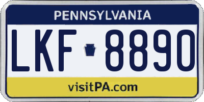PA license plate LKF8890